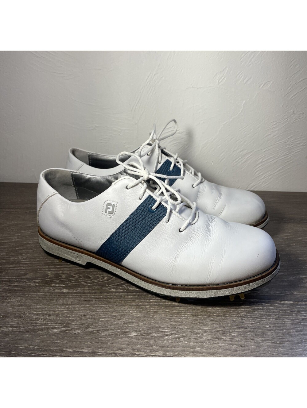 FootJoy Women's DRYJOYS Premiere Golf Shoes Size 7.5 M White And Blue *Read Desc